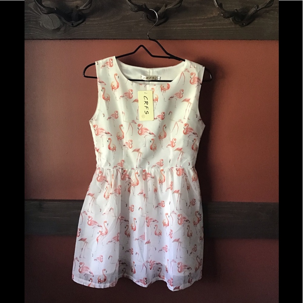 CRFS Flamingo print dress Lg NWT